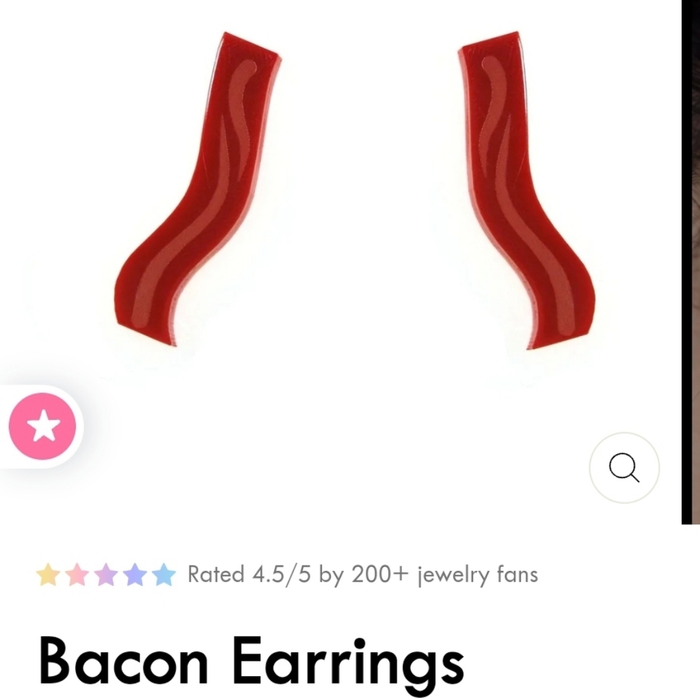 NIB Vinca Bacon Strip Stud Earrings, Acrylic